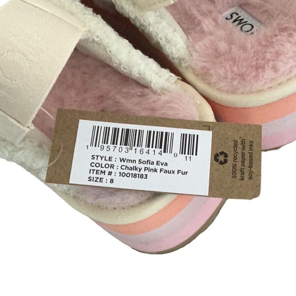 TOMS NEW IN BOX WOMENS SOFIA EVA CHALKY PINK FAUX FUR SLING BACK SHOE PLATFORM - Picture 5 of 10